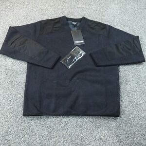 NEW Blauer Sweater Mens XLT Black Fleece Lined V Neck Knit Pullover Commando Top